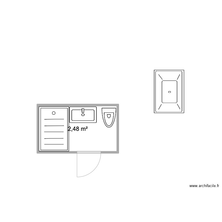 Perronet  sub. Plan de 1 pièce et 2 m2