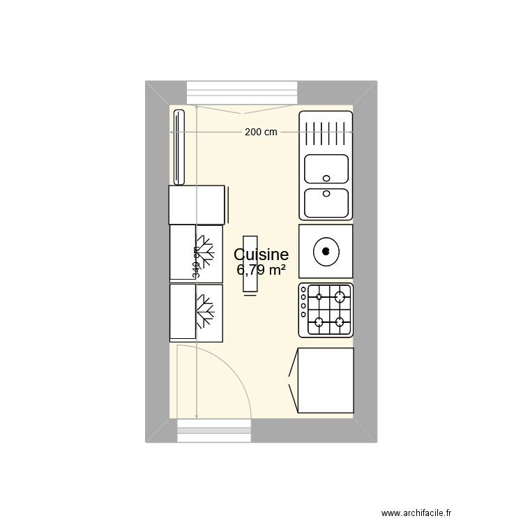 ganteaume. Plan de 1 pièce et 7 m2