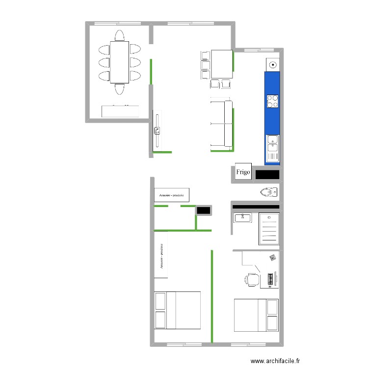 Appartement Clermont. Plan de 3 pièces et 1 m2