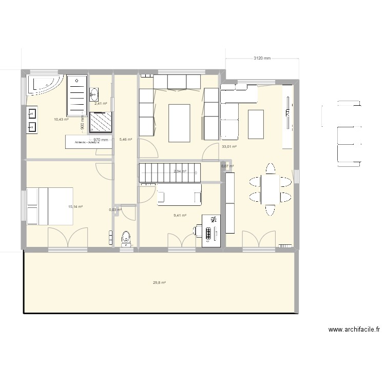 rdc mod cuisine acces salle. Plan de 10 pièces et 109 m2