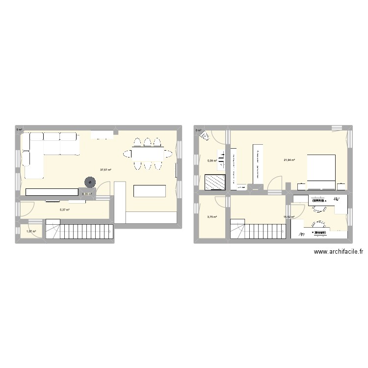 home. Plan de 10 pièces et 90 m2