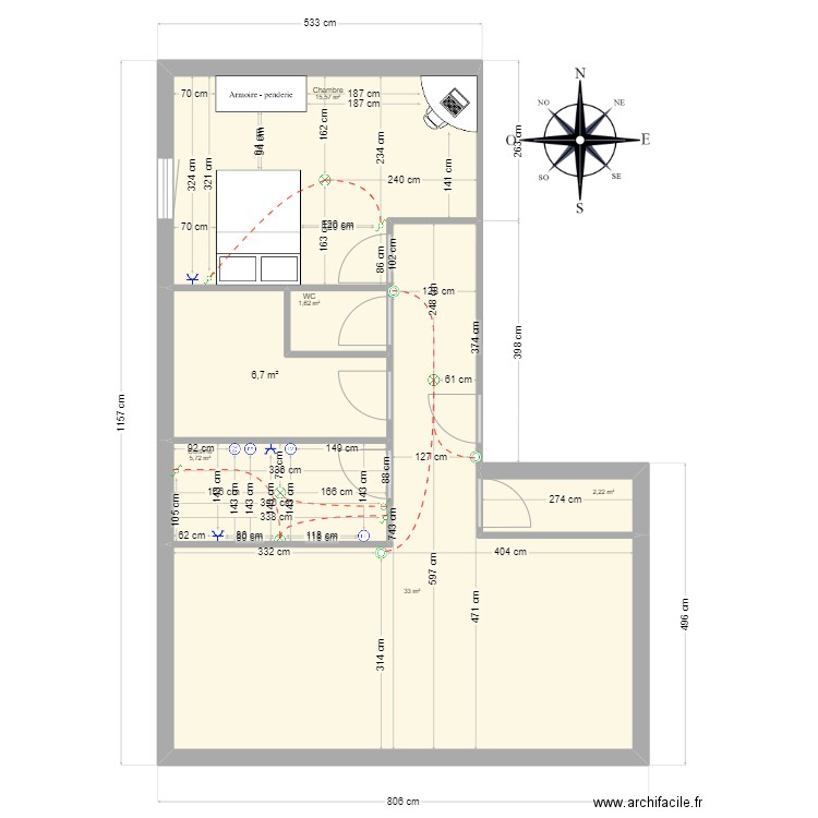 appartement f2 mathis. Plan de 6 pièces et 65 m2