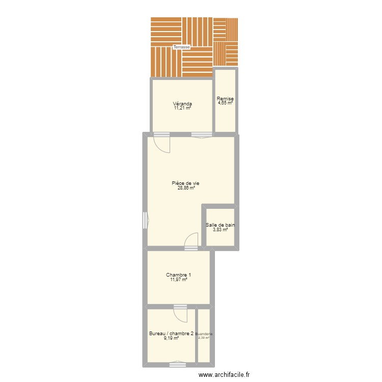 maison. Plan de 7 pièces et 72 m2