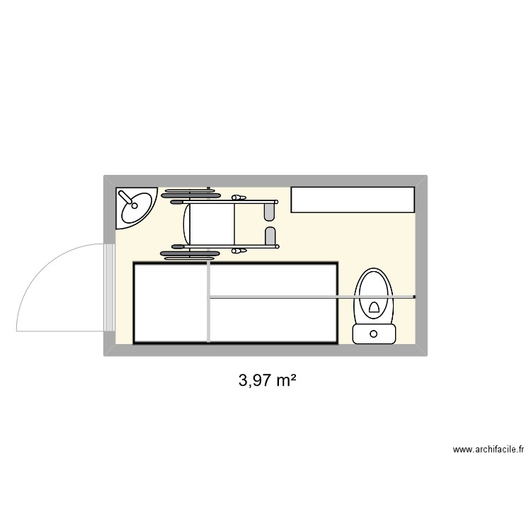 WC Fragonard. Plan de 1 pièce et 4 m2