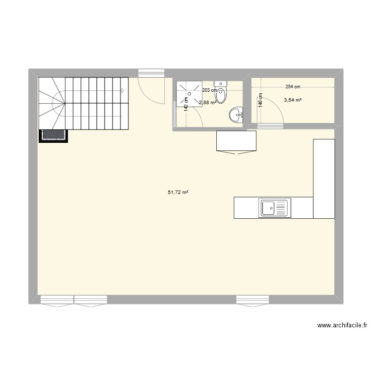 paix 121. Plan de 3 pièces et 62 m2