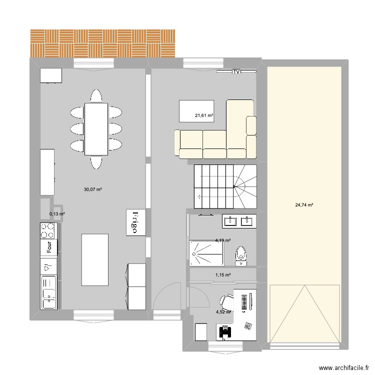 Projet RDC. Plan de 7 pièces et 86 m2