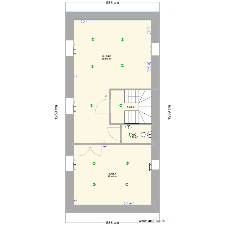 Pironnet R+1 Elec. Plan de 4 pièces et 56 m2