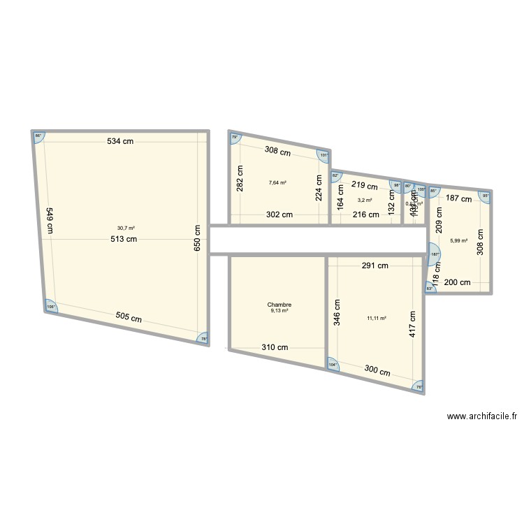 travaux raynov chabottes. Plan de 7 pièces et 69 m2