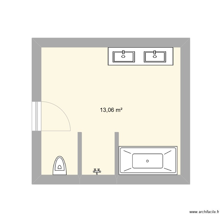 salle de bain. Plan de 1 pièce et 13 m2