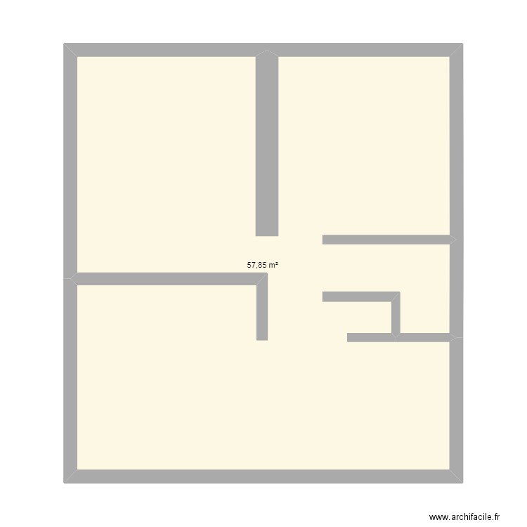 sous sol. Plan de 1 pièce et 58 m2