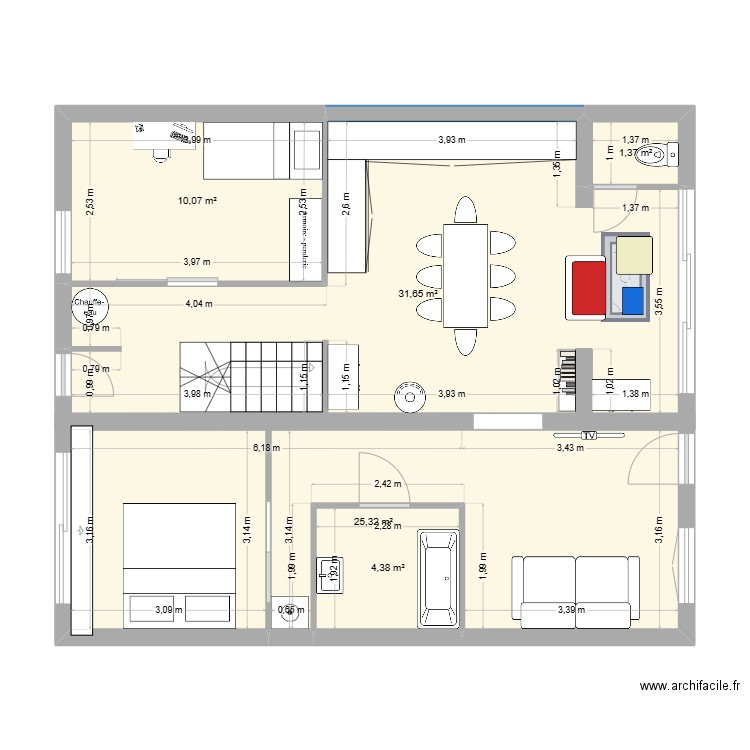 Maison extension. Plan de 5 pièces et 73 m2