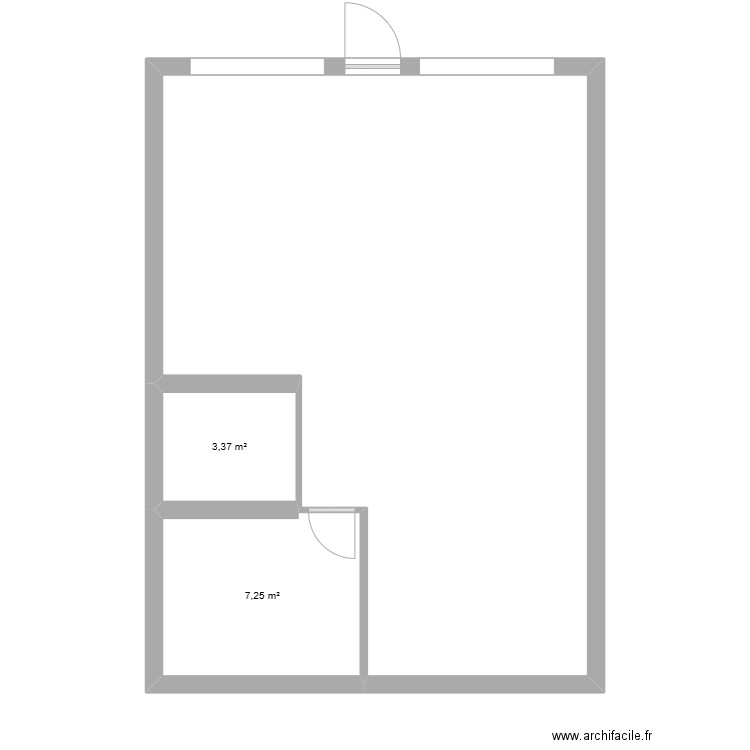 gare. Plan de 3 pièces et 57 m2