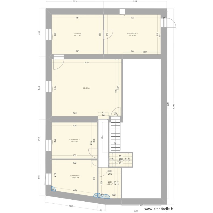 Remoray R+1. Plan de 7 pièces et 96 m2