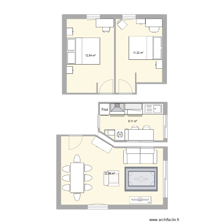 ANGLET 1. Plan de 4 pièces et 55 m2