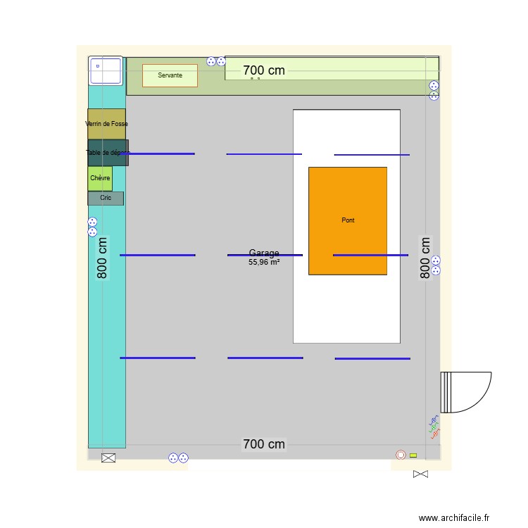 Implantation 01 Septembre 2024. Plan de 1 pièce et 56 m2