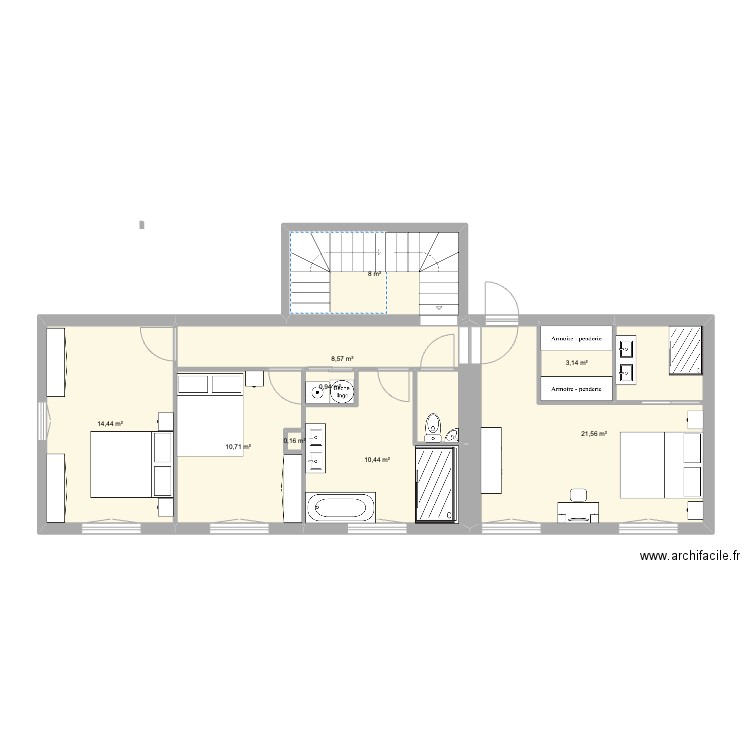 Corbeyre Etage 1 projet 2. Plan de 9 pièces et 78 m2