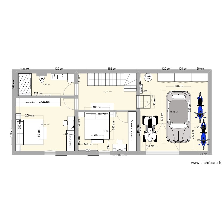 Piso -1 Carapito. Plan de 5 pièces et 73 m2