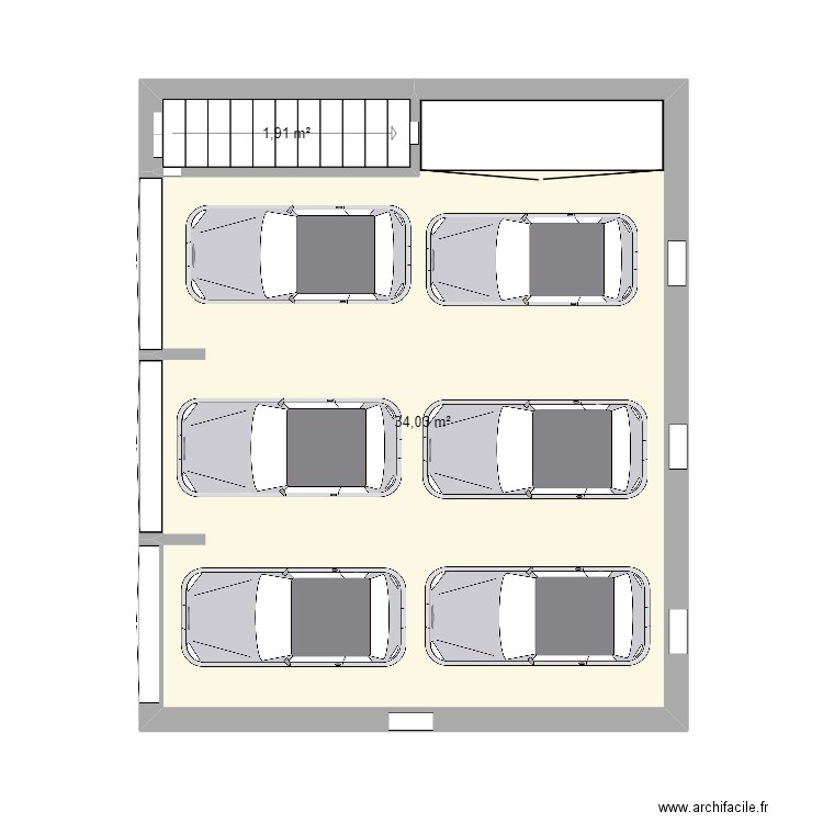 nait saada. Plan de 2 pièces et 36 m2