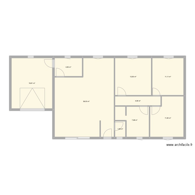 Planc2. Plan de 9 pièces et 113 m2