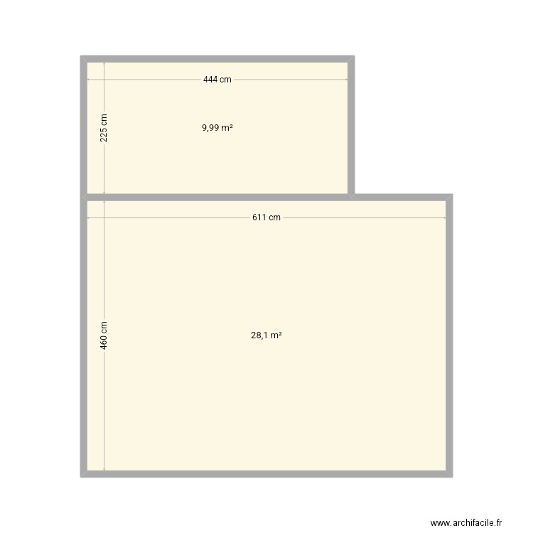 Bungalow. Plan de 2 pièces et 38 m2