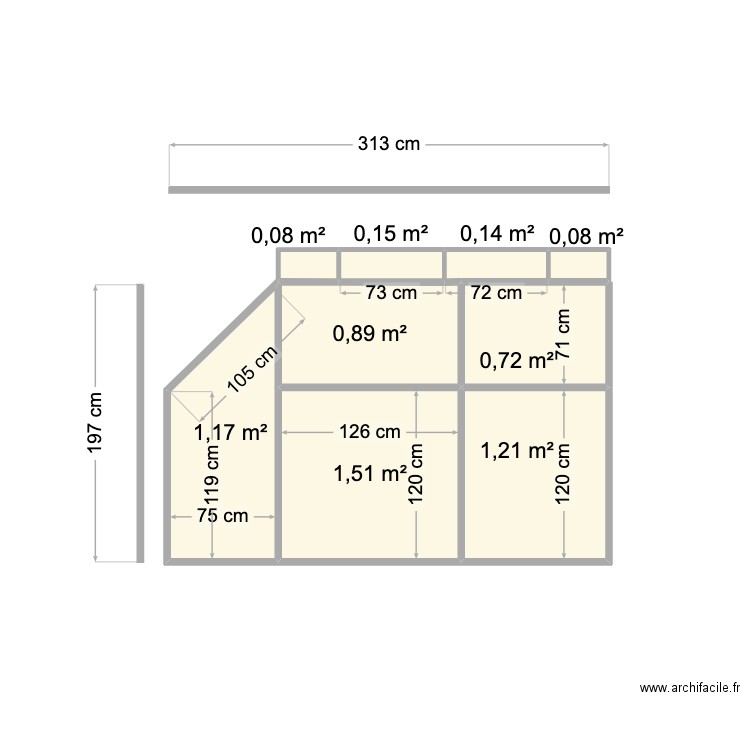 Panel across from Window Trailer. Plan de 9 pièces et 6 m2