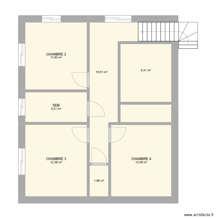 st paul 4 ETAGE. Plan de 7 pièces et 67 m2