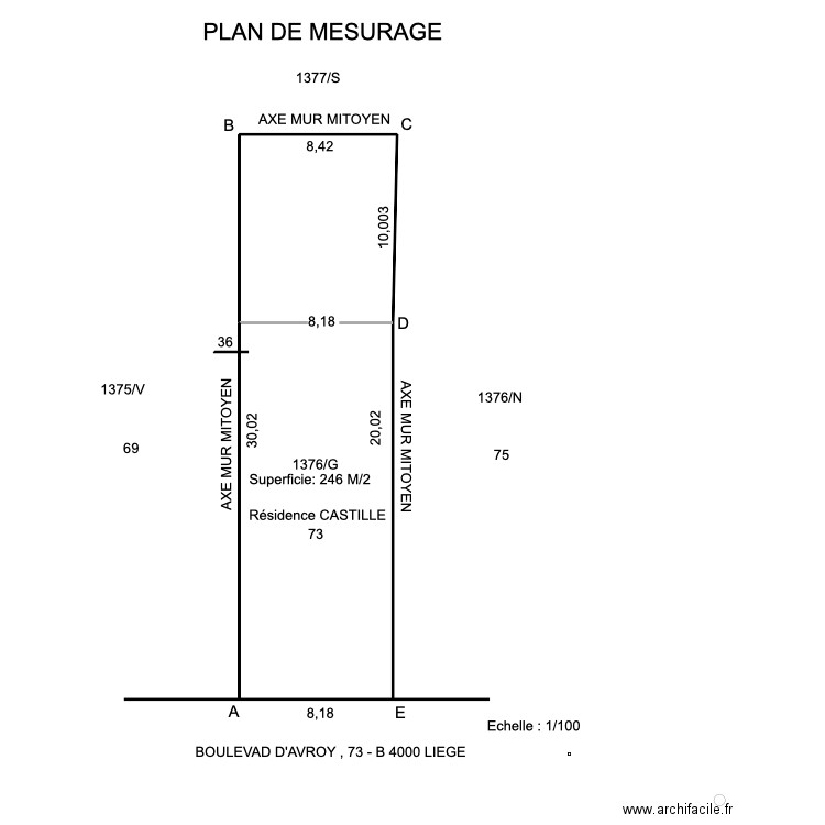 castille. Plan de 1 pièce et 83 m2