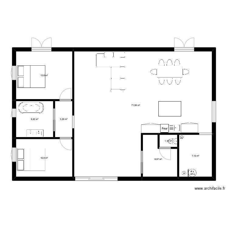 Brochat. Plan de 8 pièces et 121 m2