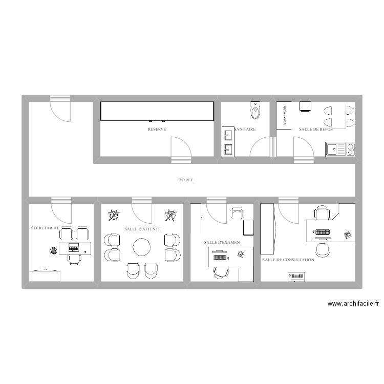 plan cabinet. Plan de 8 pièces et 83 m2