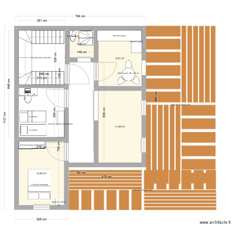 Plan2_pr appart3. Plan de 4 pièces et 34 m2