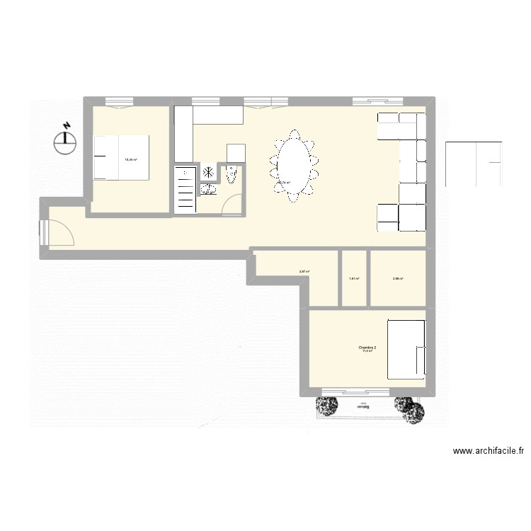 Haut_Lamarck. Plan de 7 pièces et 81 m2