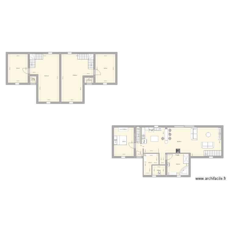 rez de chaussé. Plan de 11 pièces et 166 m2