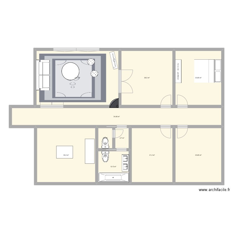 Appt Genêts. Plan de 10 pièces et 217 m2