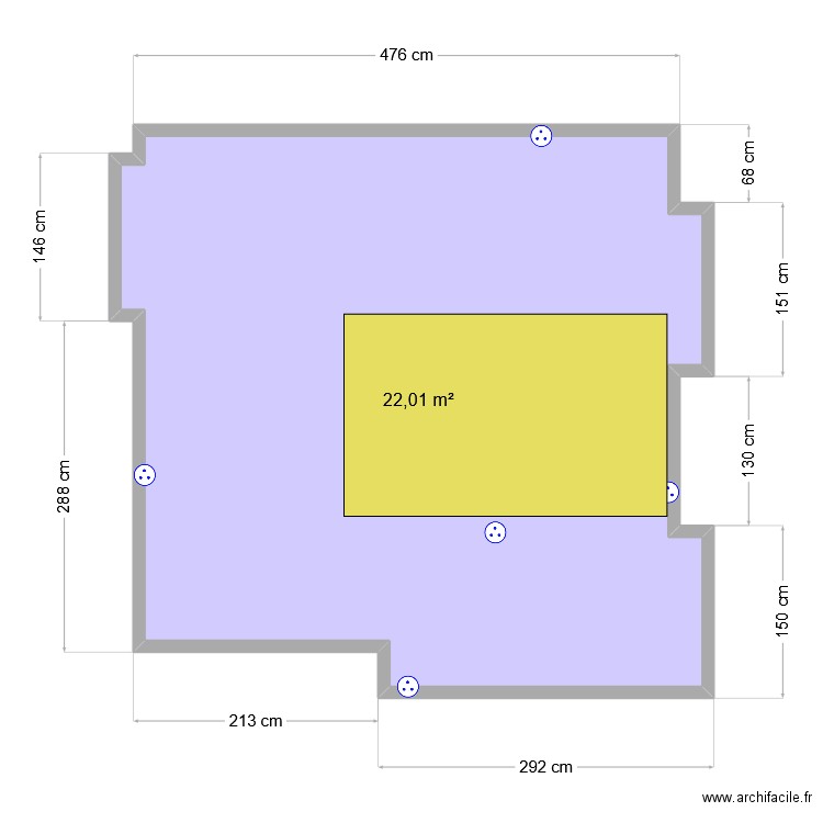 Bureau ELKI Ensemble coworking . Plan de 1 pièce et 22 m2