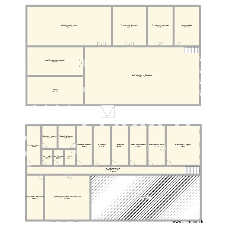 Bat. SEAL. Plan de 24 pièces et 1003 m2