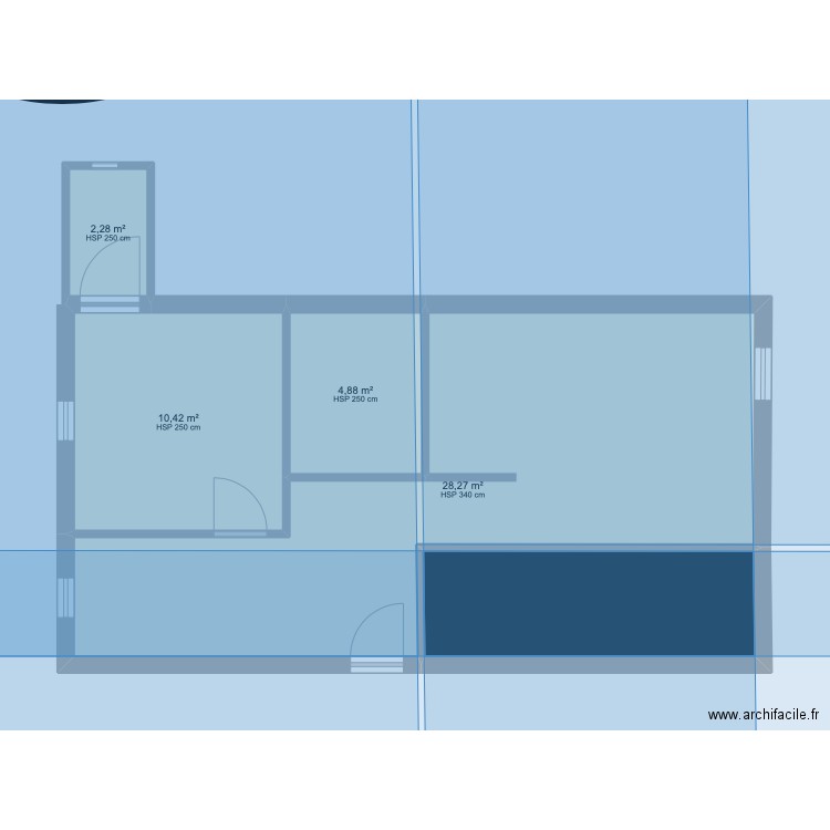 1er étage gauche HUGRET. Plan de 5 pièces et 54 m2