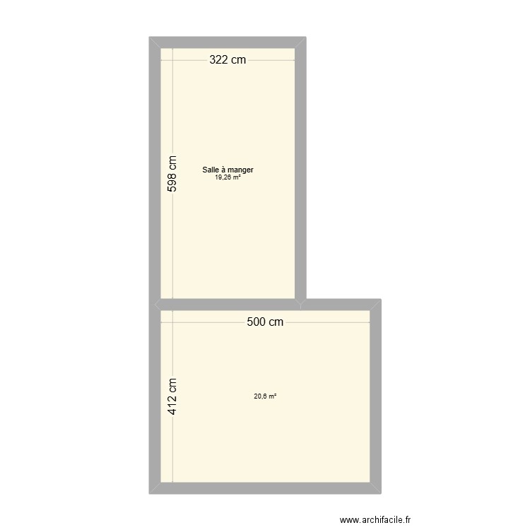 salon. Plan de 2 pièces et 40 m2