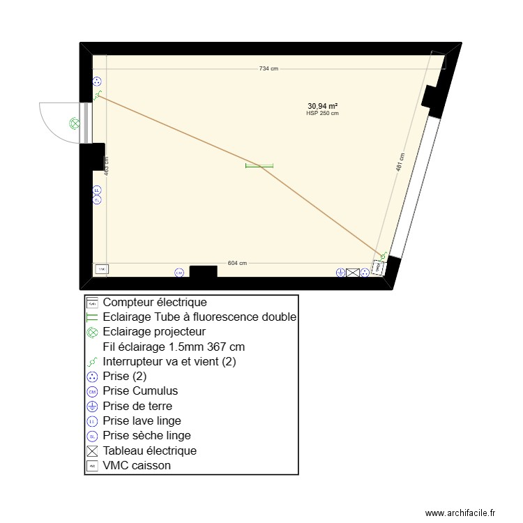 BERGEY Garage Electricité. Plan de 1 pièce et 31 m2