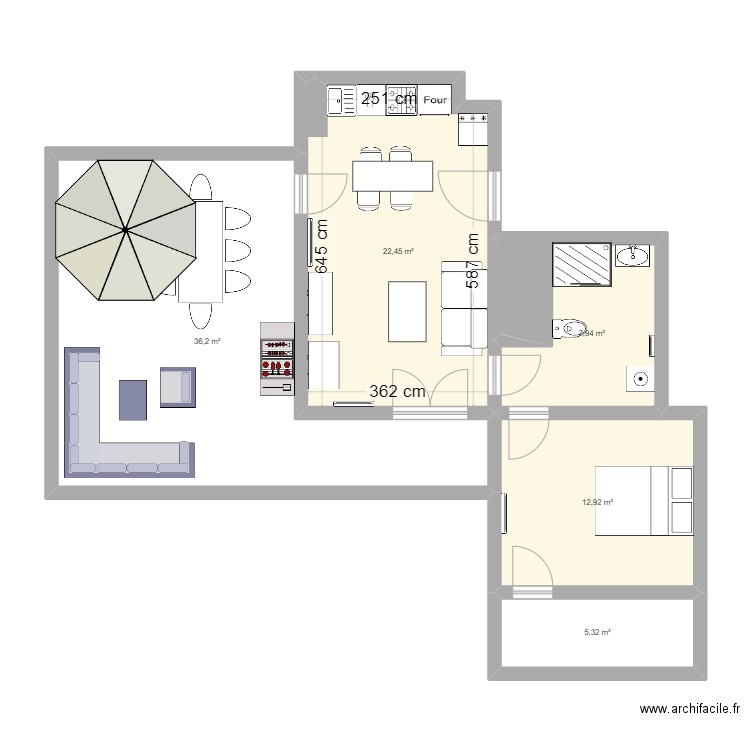 Romainville. Plan de 5 pièces et 85 m2