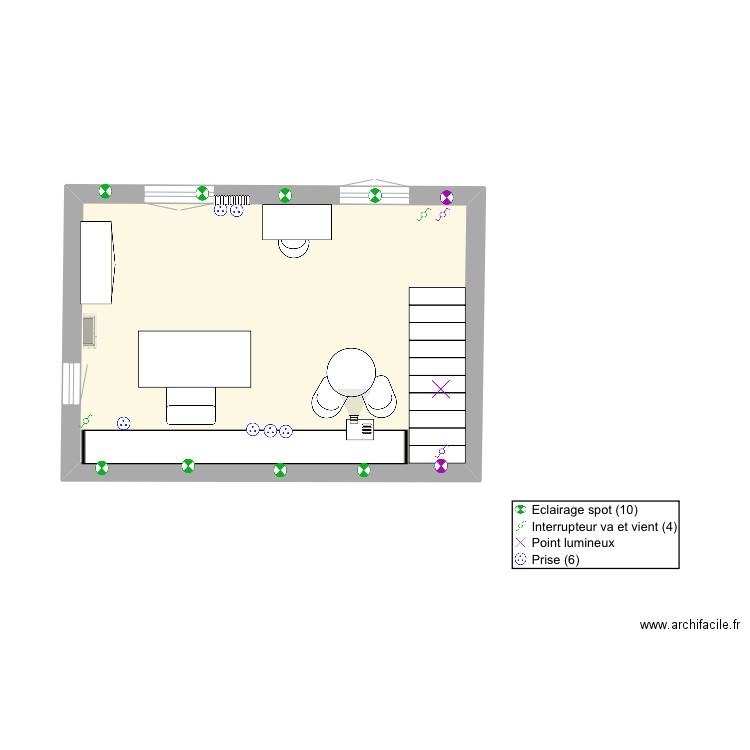 Bureau. Plan de 1 pièce et 20 m2