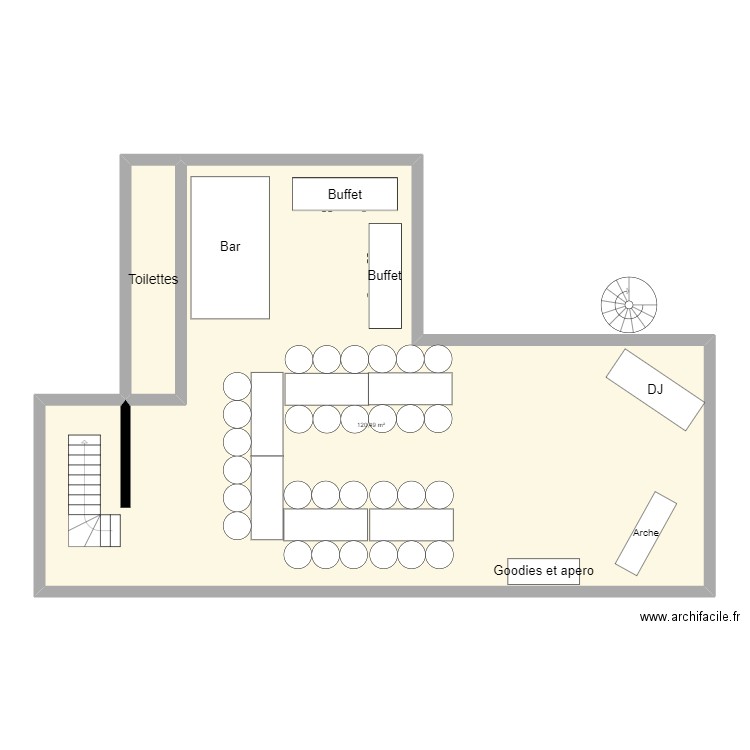 renouvellement des voeux. Plan de 2 pièces et 127 m2