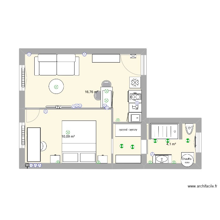 Abbé greg final elec modification 3. Plan de 3 pièces et 31 m2