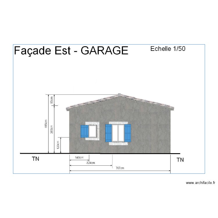 FACADE GARAGE - EST . Plan de 0 pièce et 0 m2