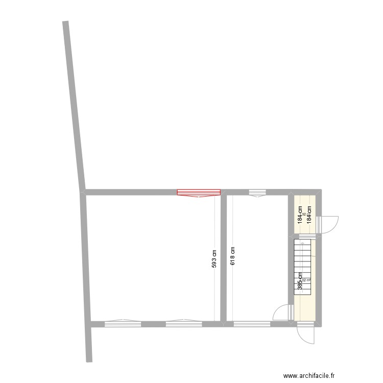 Sauvenière RDC2. Plan de 2 pièces et 6 m2