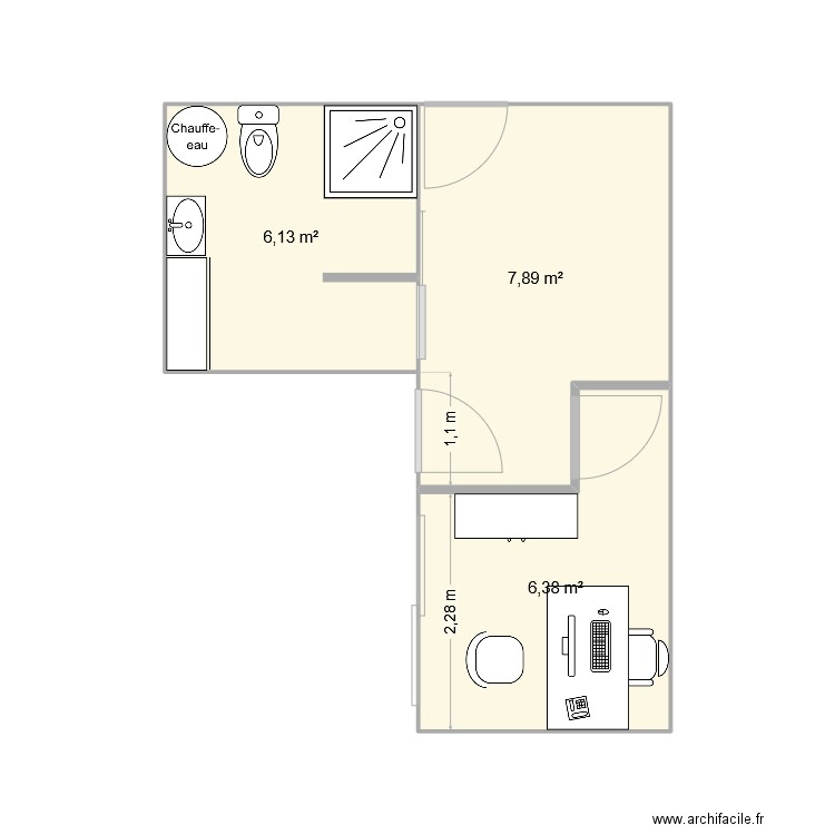 Projet_Matériaux. Plan de 3 pièces et 20 m2