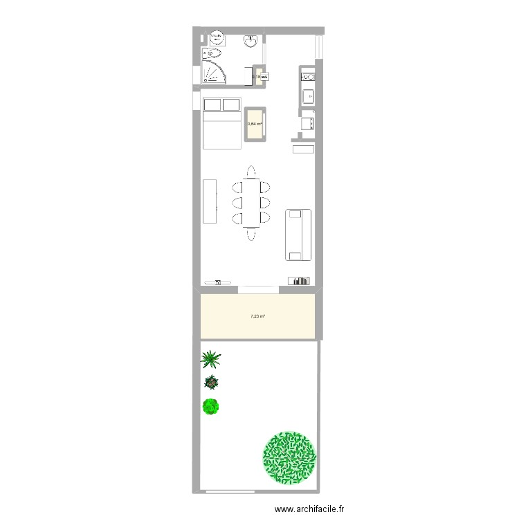 Apt 101. Plan de 3 pièces et 8 m2