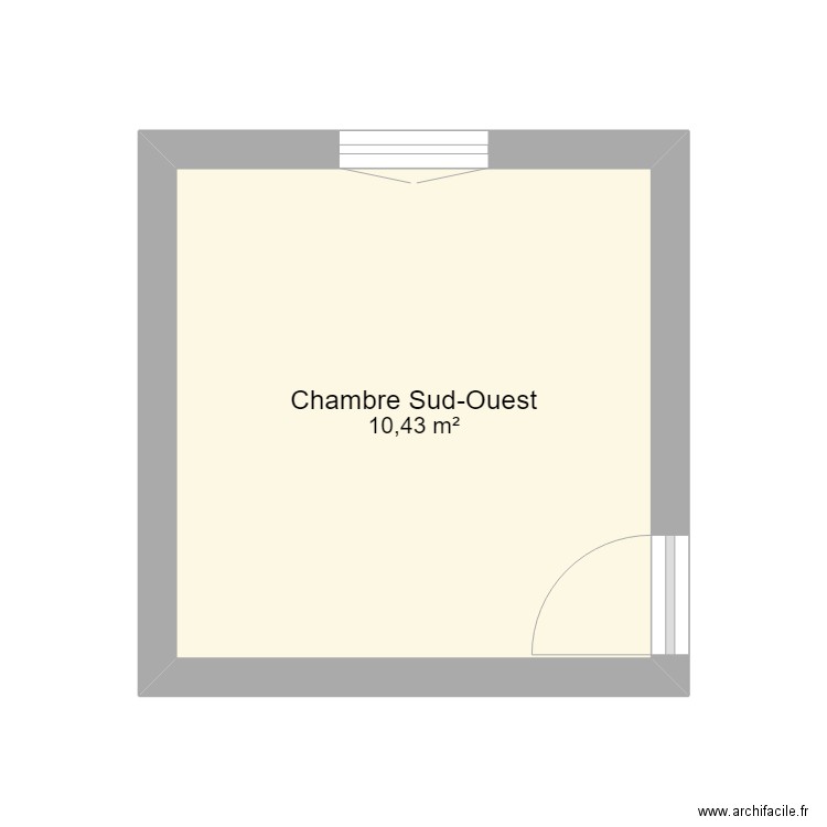 Chambre Sud-Ouest. Plan de 1 pièce et 10 m2