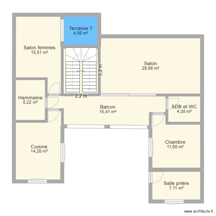 3roubia plan RDC Modele3 amalam. Plan de 10 pièces et 117 m2