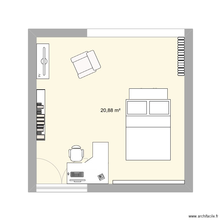 APP Nantes. Plan de 1 pièce et 21 m2