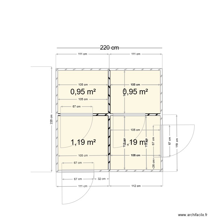 caneva trefles . Plan de 4 pièces et 4 m2